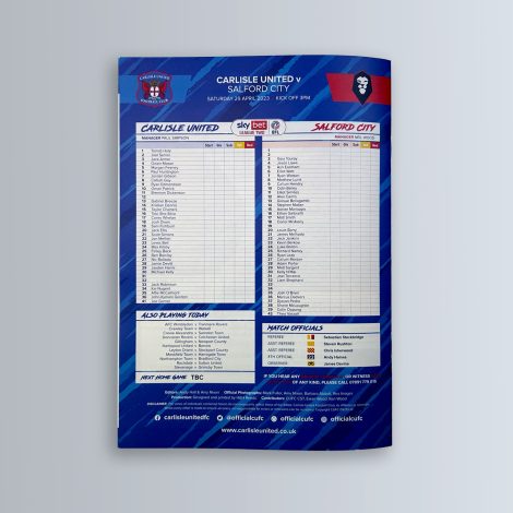 Carlisle United Football Club Matchday Programme