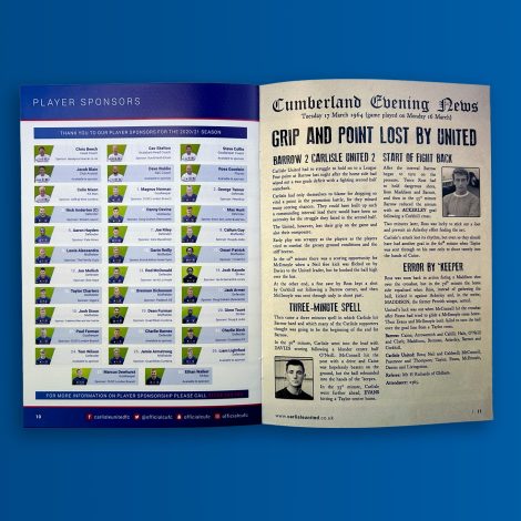 Carlisle United Football Club Matchday Programme