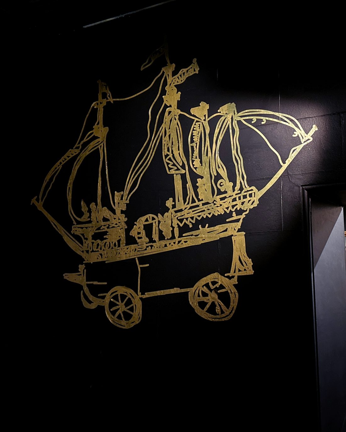 The Treasures of Lowther exhibition, gold vinyl wall graphic signage