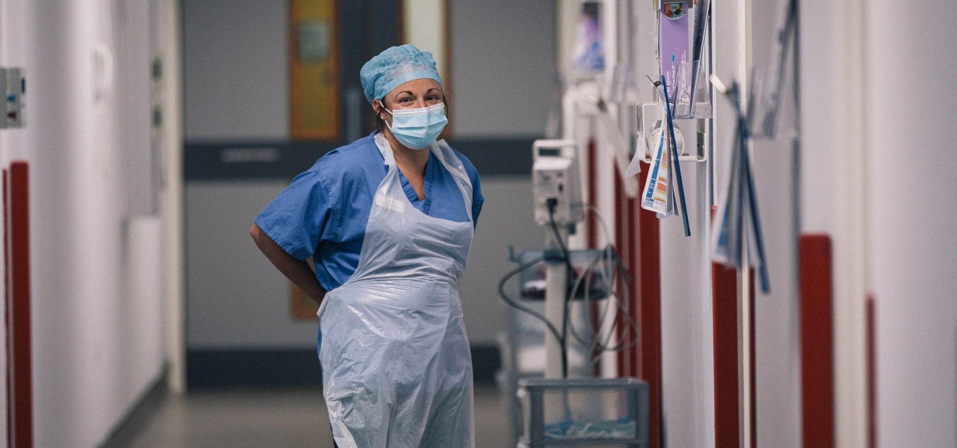 Hospital Nurse wearing PPE on Ward