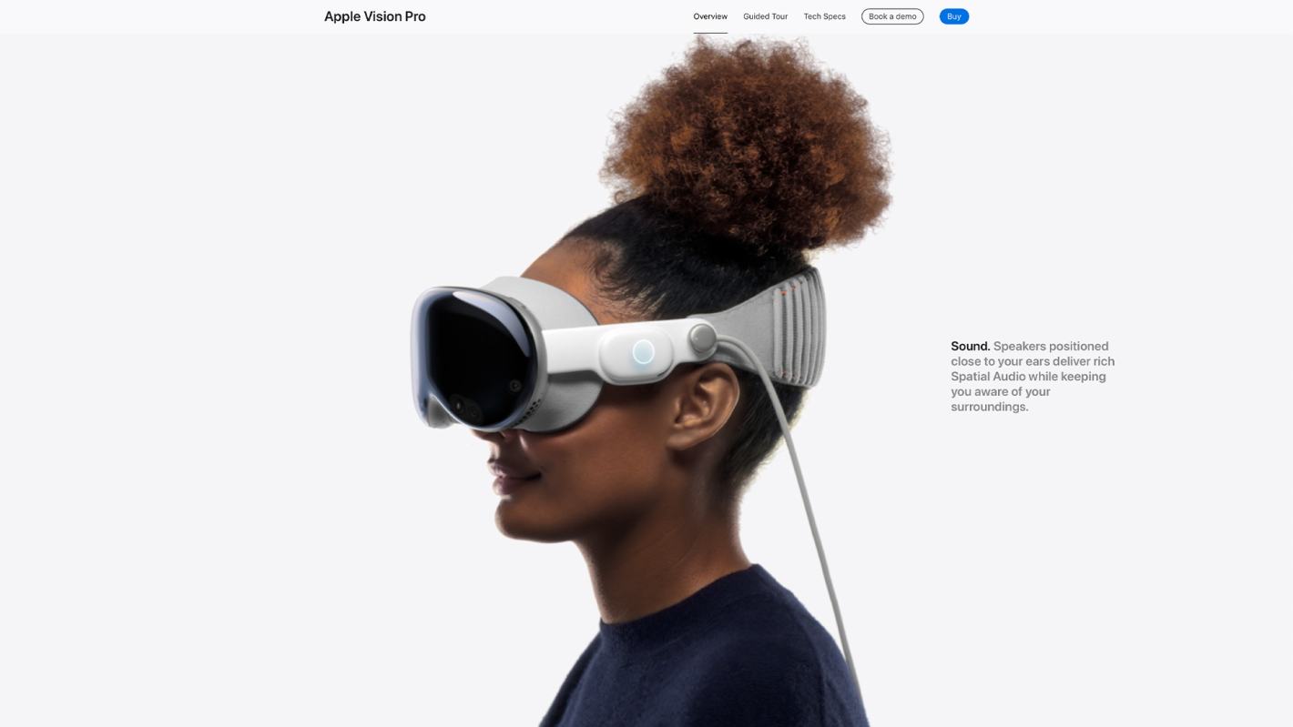 Screenshot of Apple Vision Pro site