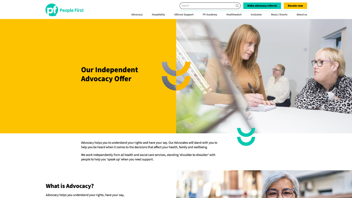 Screenshot of People First site