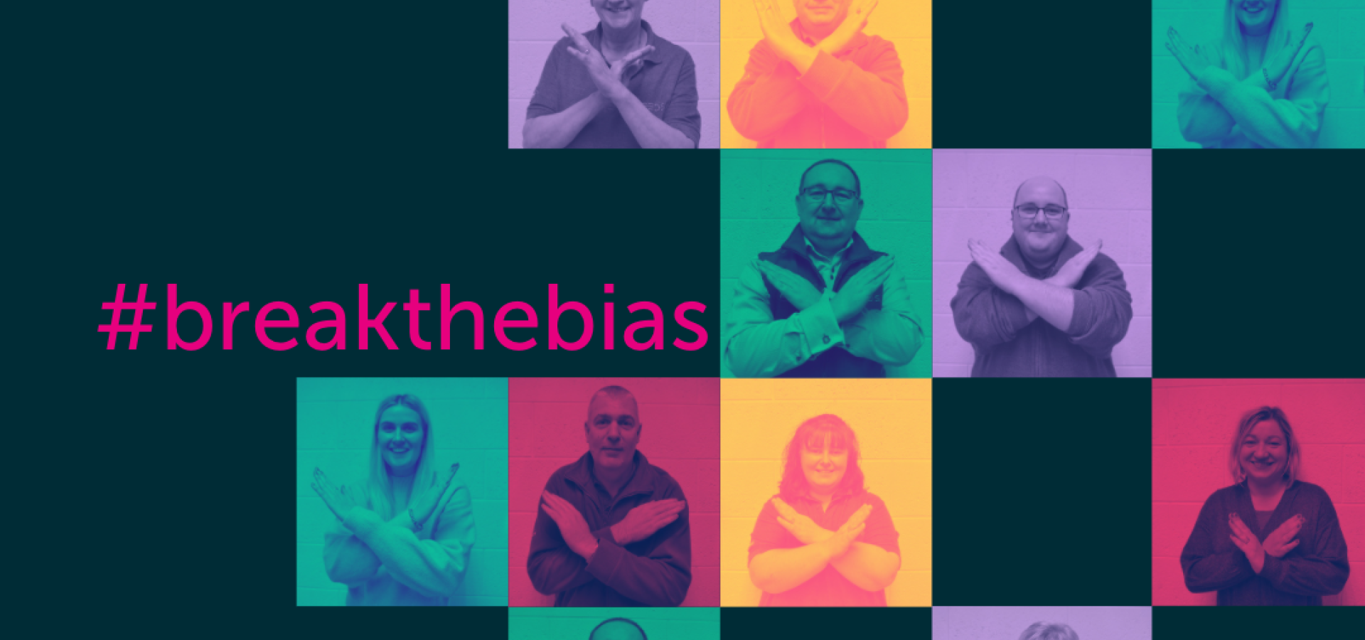 #breakthebias text with photos of staff