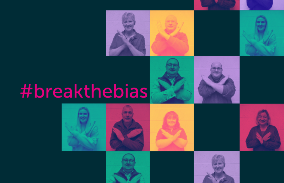 #breakthebias text with photos of staff