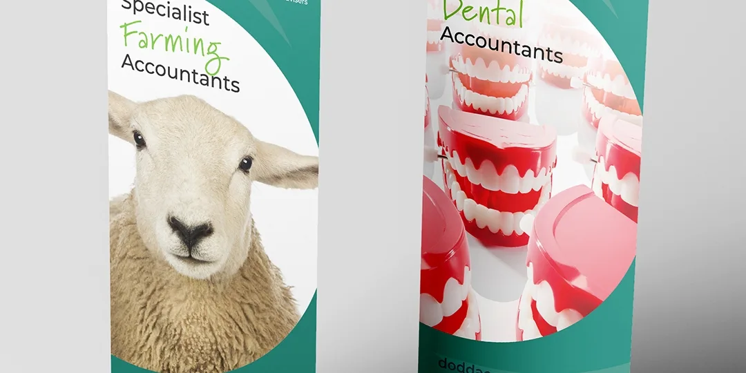 a pair of roller banners