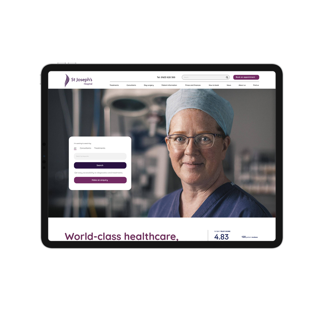 UX research and Website design for a private hospital